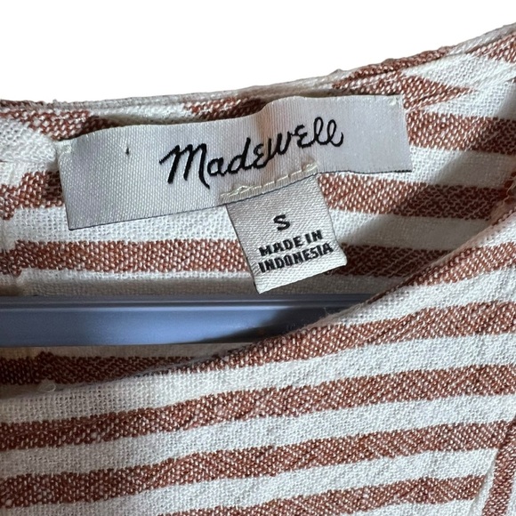 Madewell Daphne Stripe Play Linen Blend Tunic Dress in Rust, Small - Picture 8 of 11